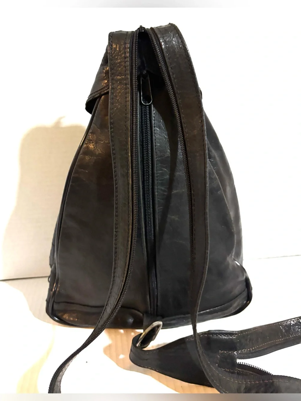 Vintage Black Leather backpack Bag